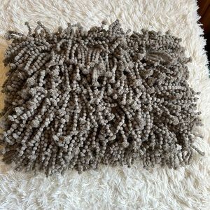 Gray heavy fringe accent lumbar pillow (2 available)